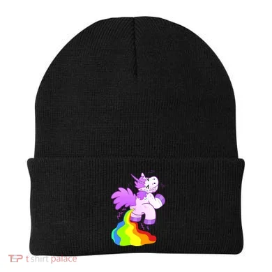 Funny Unicorn Pooping A Rainbow Beanie