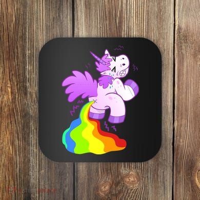 Funny Unicorn Pooping A Rainbow Coaster