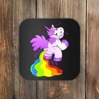 Funny Unicorn Pooping A Rainbow Coaster thumb 0