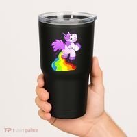 Funny Unicorn Pooping A Rainbow Tumbler thumb 2