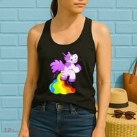 Funny Unicorn Pooping A Rainbow Women's Tank Top thumb 2