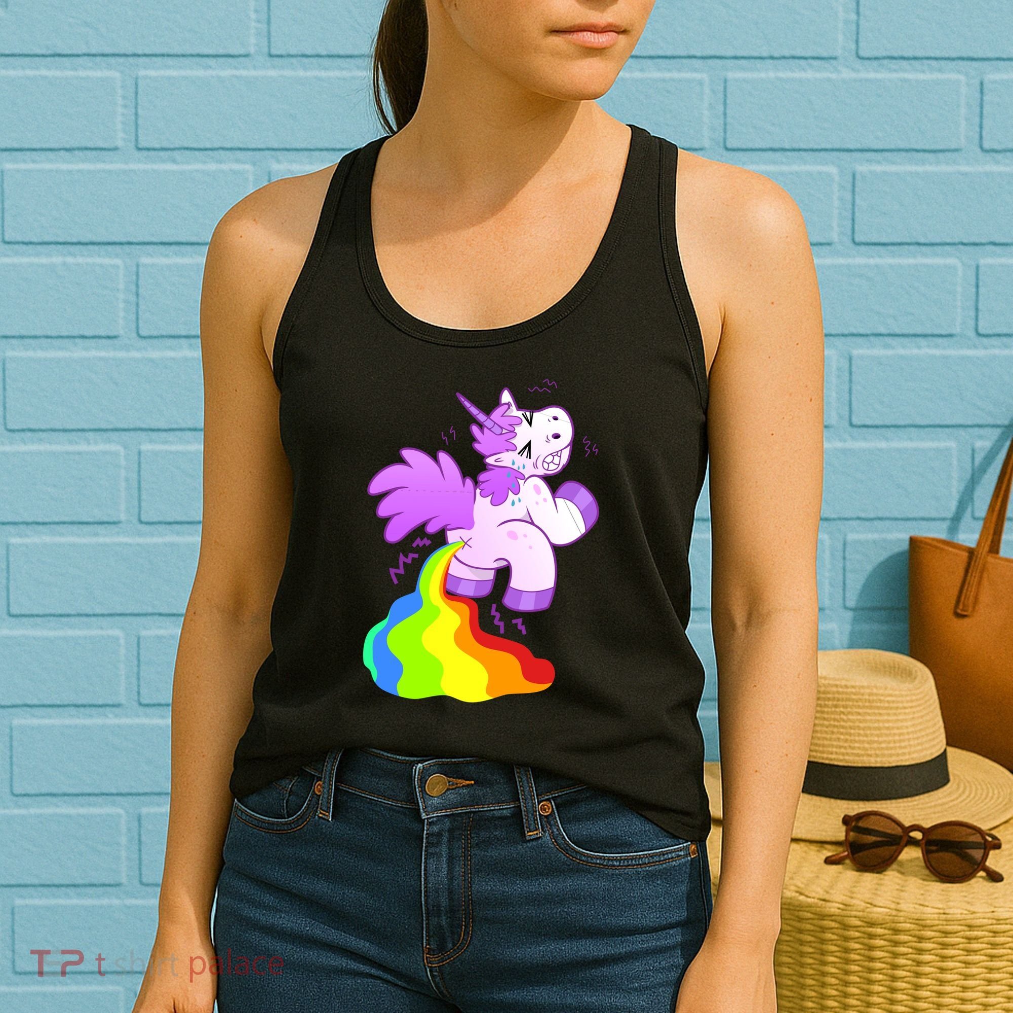 Funny Unicorn Pooping A Rainbow Women's Tank Top
