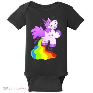 Funny Unicorn Pooping A Rainbow Baby Bodysuit