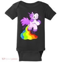 Funny Unicorn Pooping A Rainbow Baby Bodysuit thumb 0