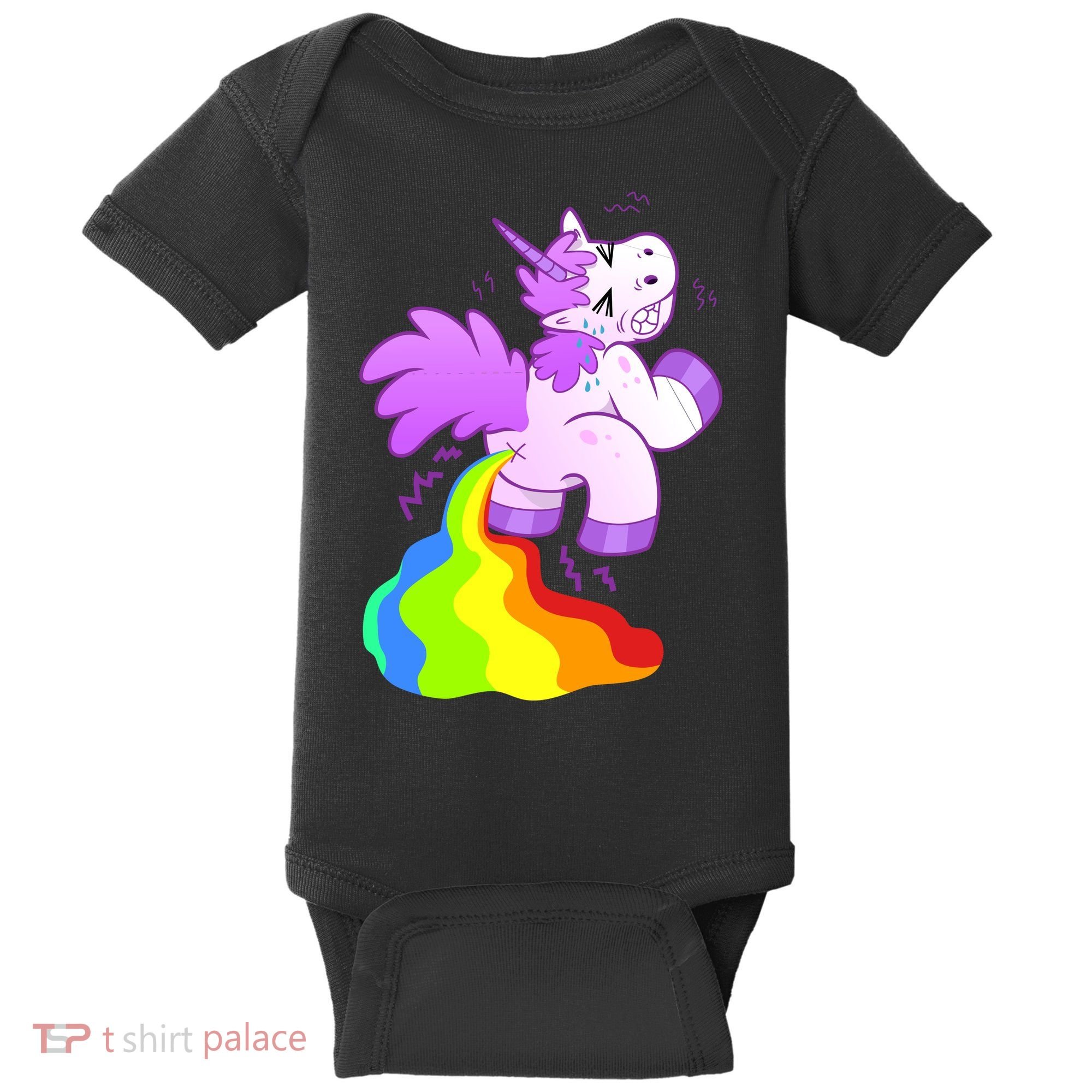 Funny Unicorn Pooping A Rainbow Baby Bodysuit