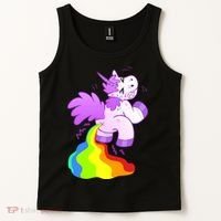 Funny Unicorn Pooping A Rainbow Tank Top thumb 2
