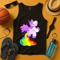 Funny Unicorn Pooping A Rainbow Tank Top thumb 4
