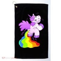 Funny Unicorn Pooping A Rainbow Golf Towel thumb 0