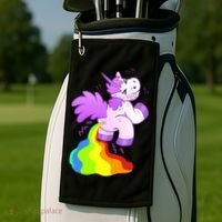 Funny Unicorn Pooping A Rainbow Golf Towel thumb 2