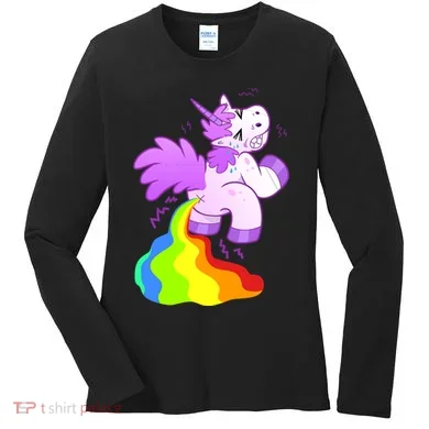 Funny Unicorn Pooping A Rainbow Women's Long Sleeve Shirt
