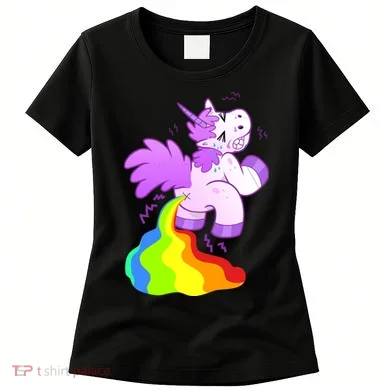 Funny Unicorn Pooping A Rainbow Women's T-Shirt