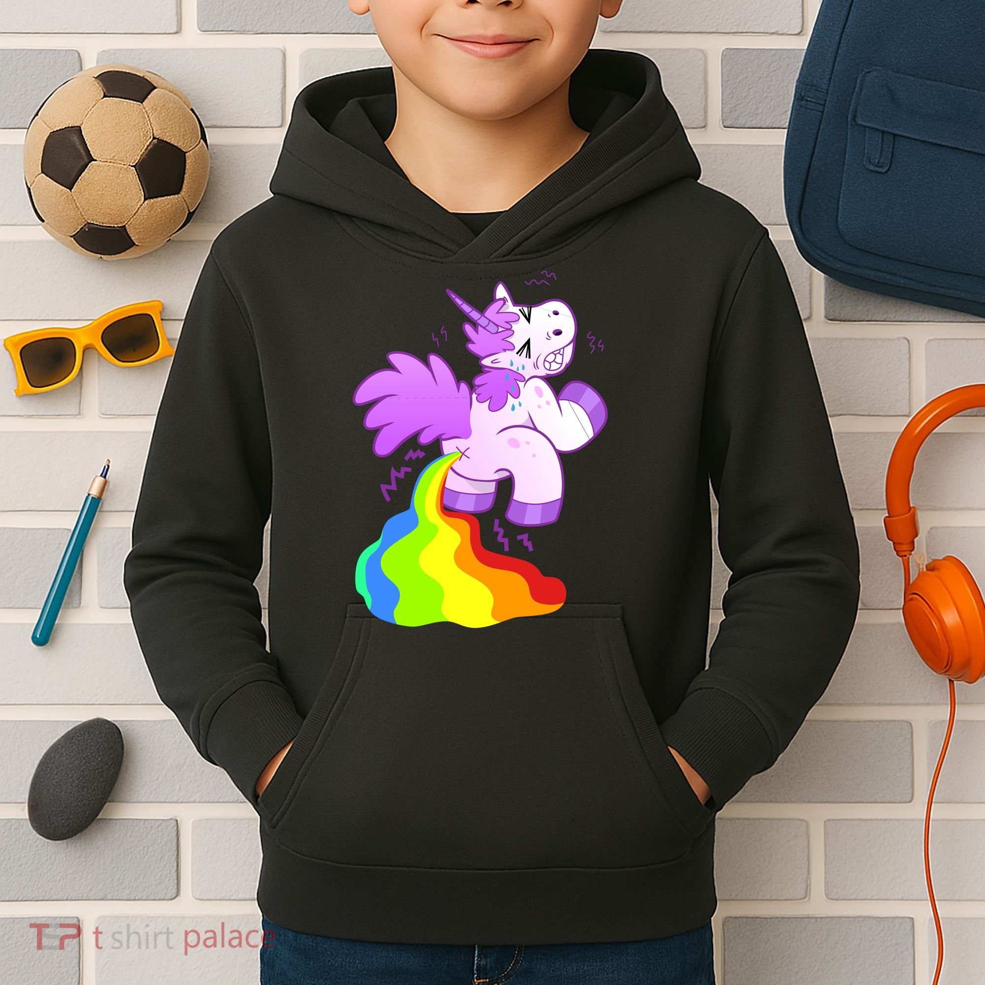 Funny Unicorn Pooping A Rainbow Kids Hoodie