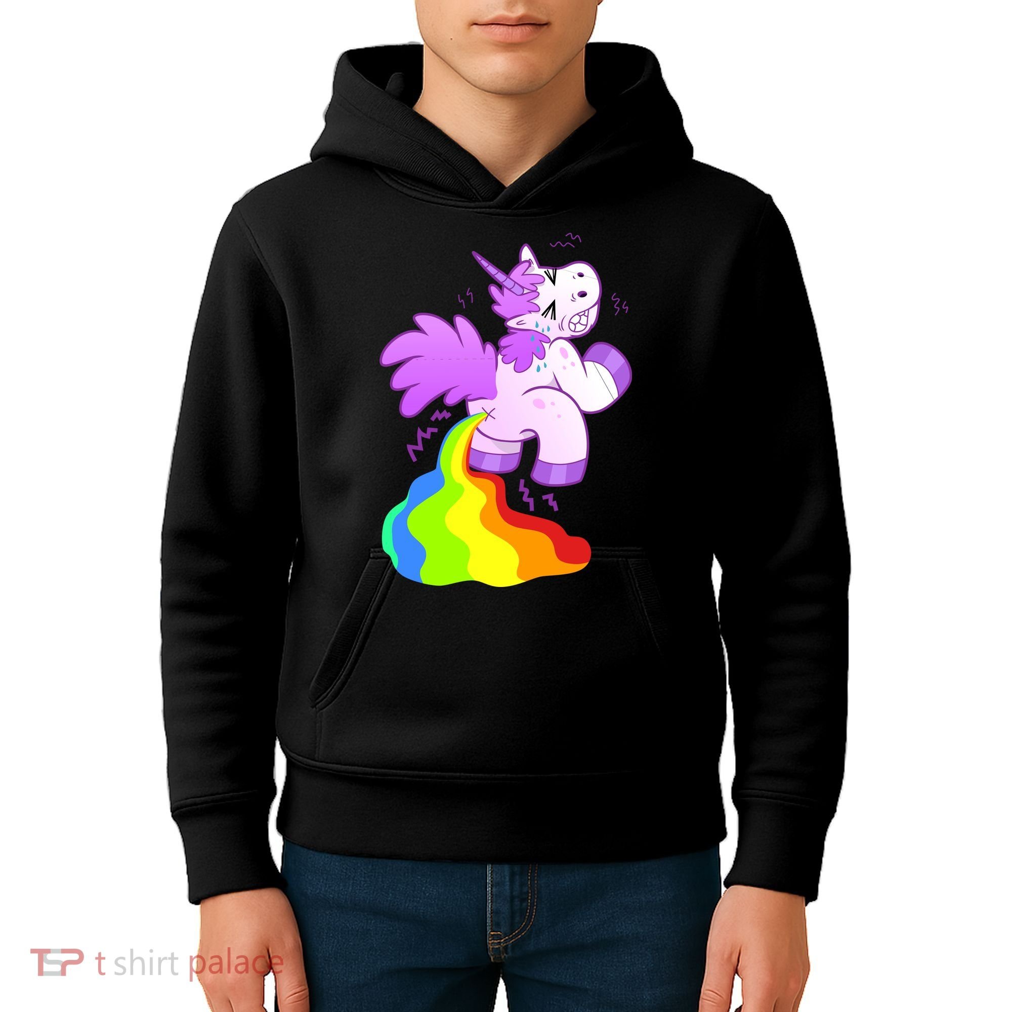 Funny Unicorn Pooping A Rainbow Kids Hoodie