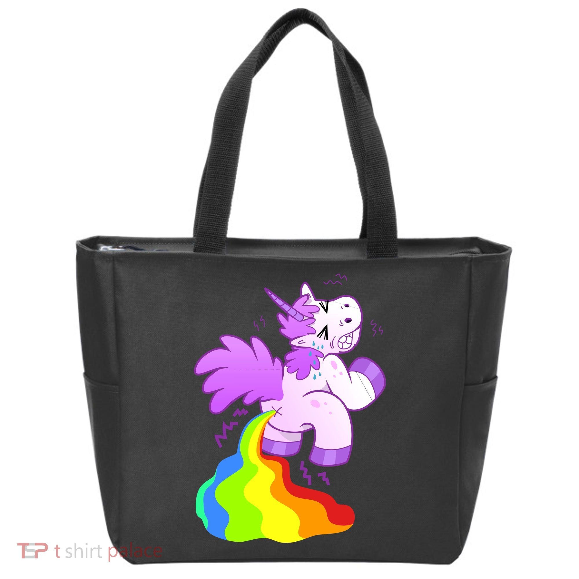 Funny Unicorn Pooping A Rainbow Tote Bag
