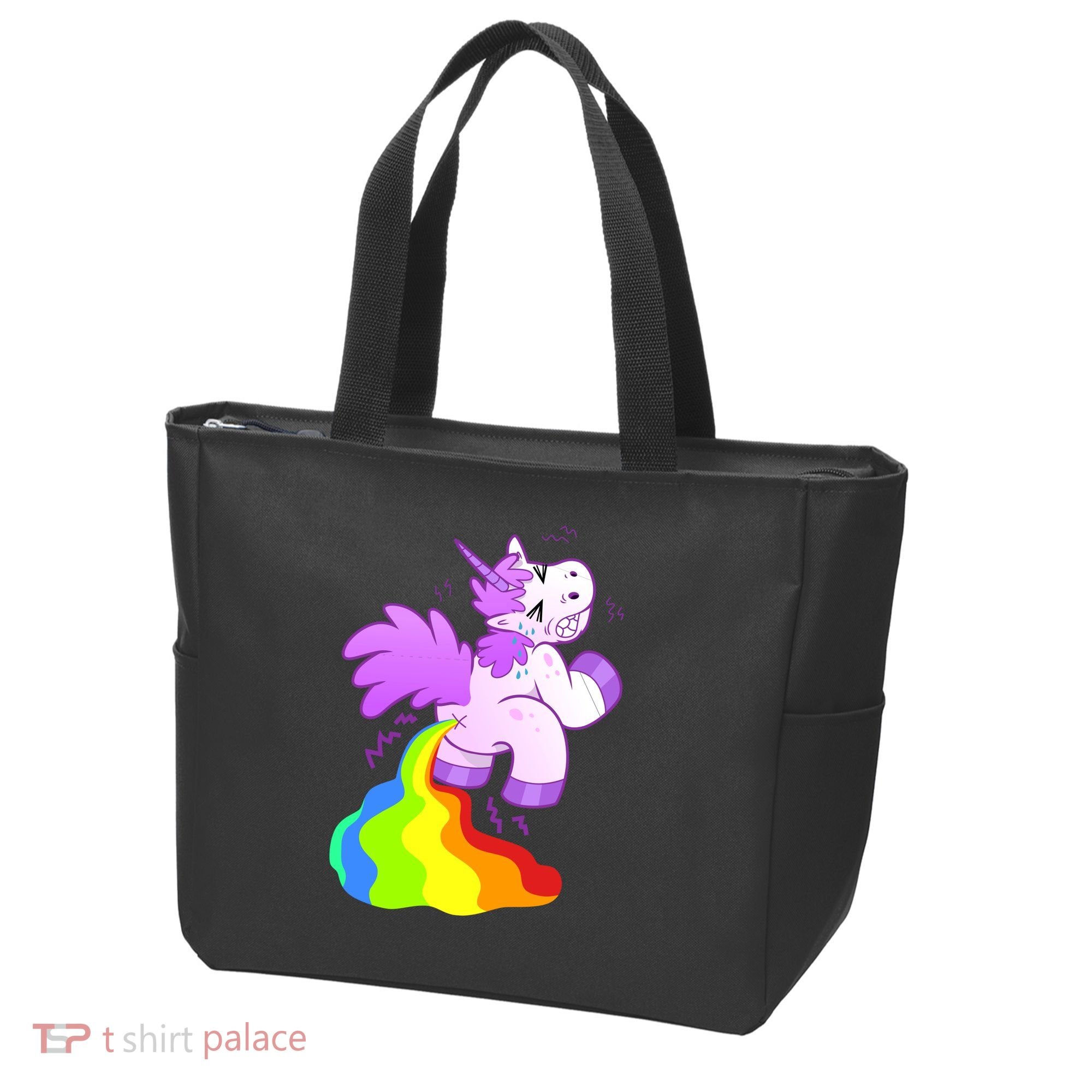 Funny Unicorn Pooping A Rainbow Tote Bag