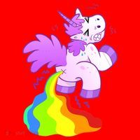 Funny Unicorn Pooping A Rainbow Santa Hat thumb 1