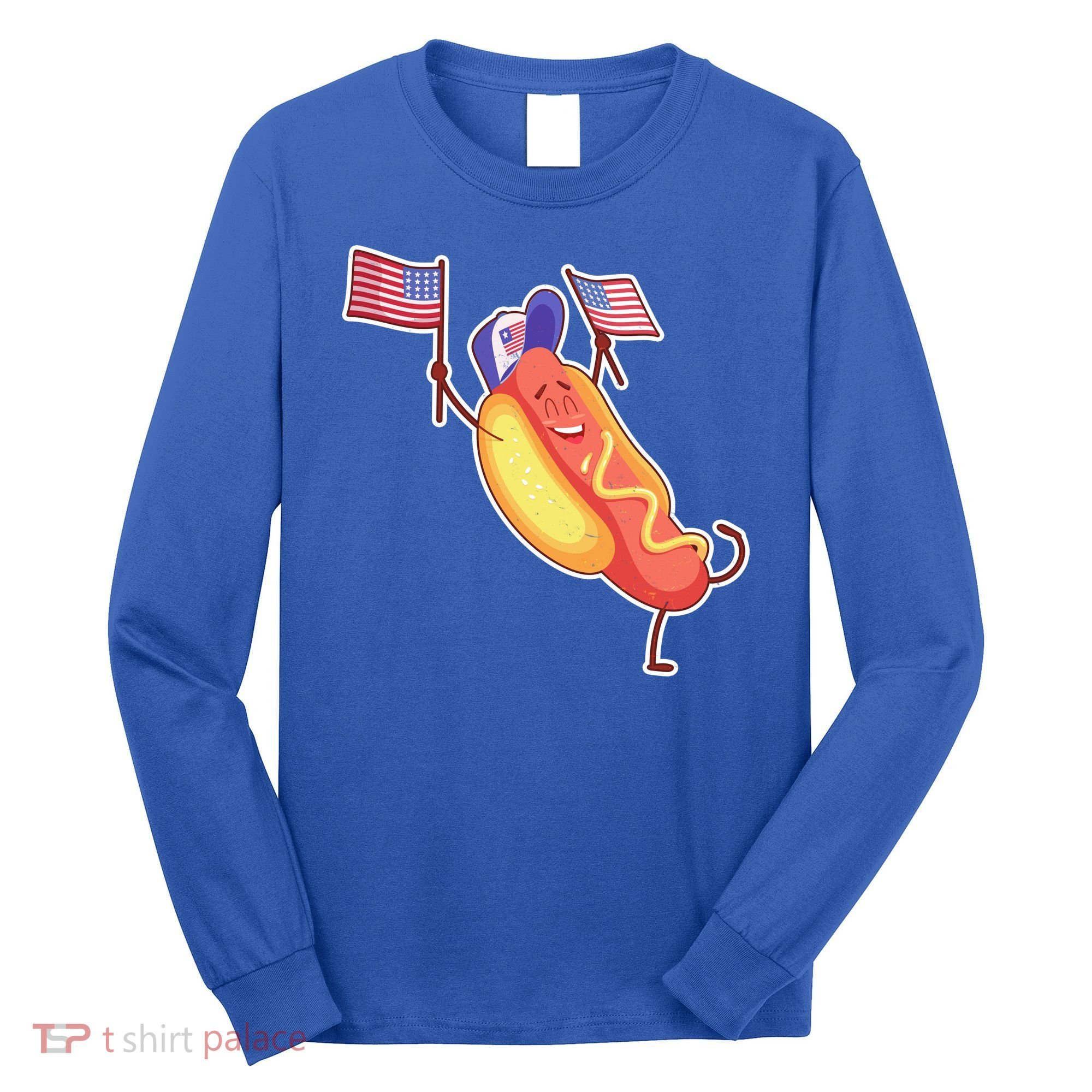 Funny USA American Flag Hotdog Long Sleeve Shirt
