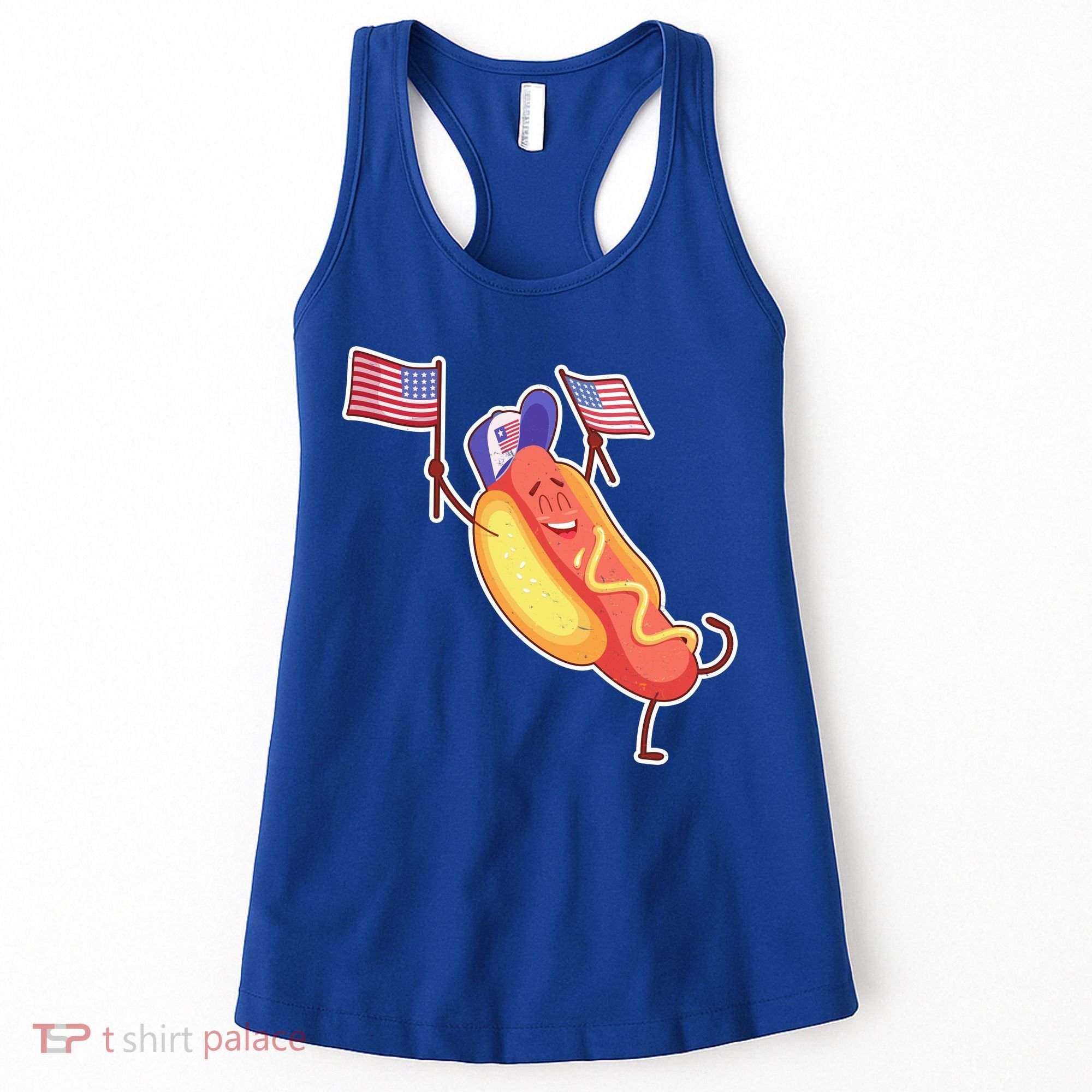 Funny USA American Flag Hotdog Women's Tank Top