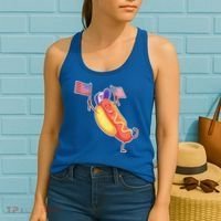 Funny USA American Flag Hotdog Women's Tank Top thumb 2