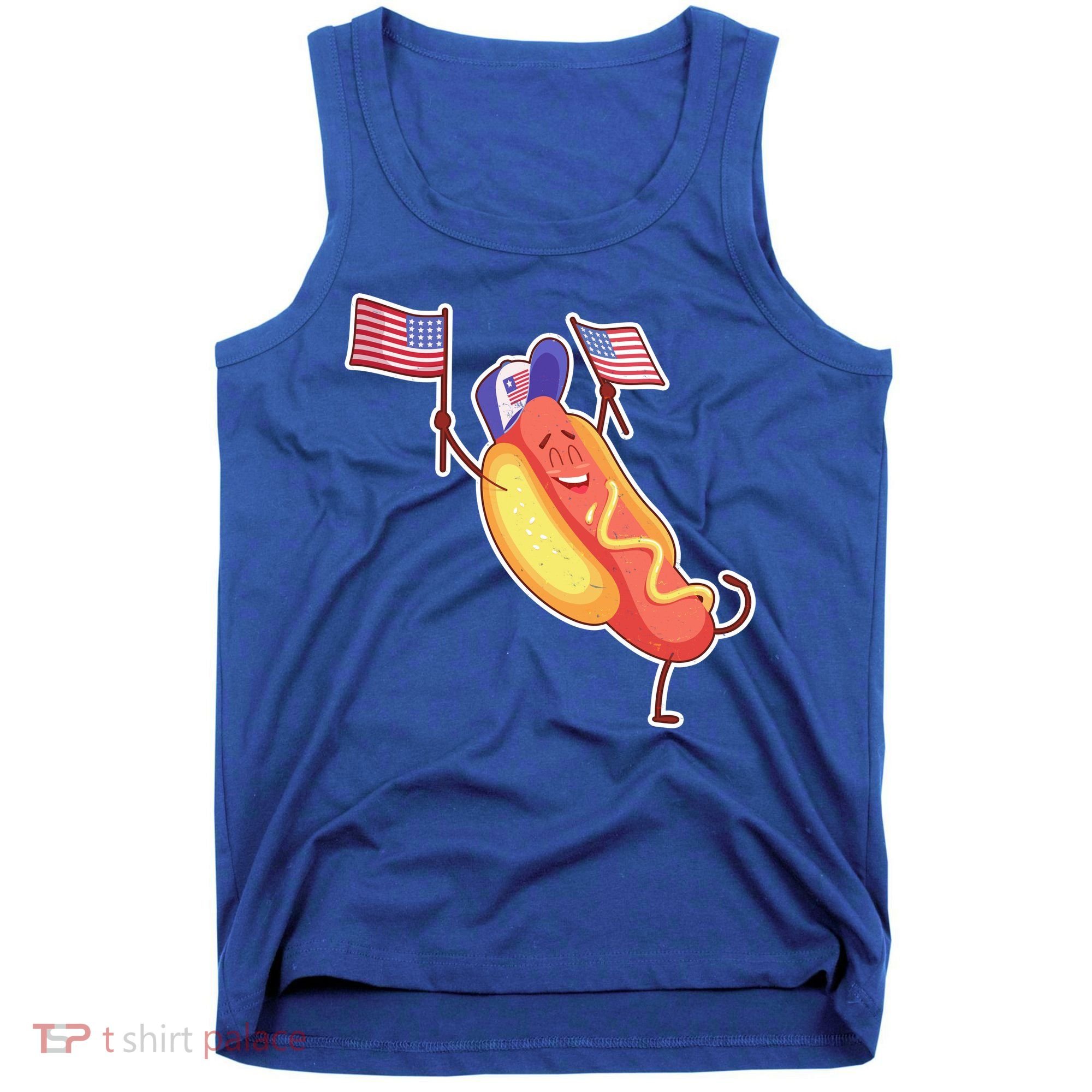 Funny USA American Flag Hotdog Tank Top