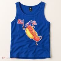Funny USA American Flag Hotdog Tank Top thumb 2