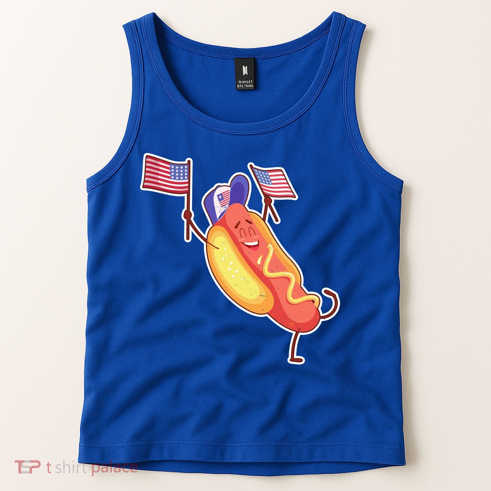 Funny USA American Flag Hotdog Tank Top