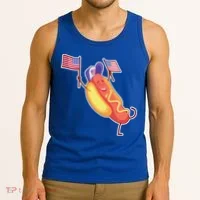 Funny USA American Flag Hotdog Tank Top thumb 3