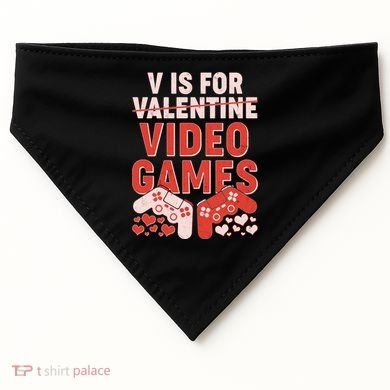Funny V is For Video Games Gaming Fan USA-Made Doggie Bandana