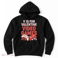 Funny V is For Video Games Gaming Fan Hoodie thumb 0
