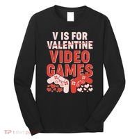 Funny V is For Video Games Gaming Fan Long Sleeve Shirt thumb 0