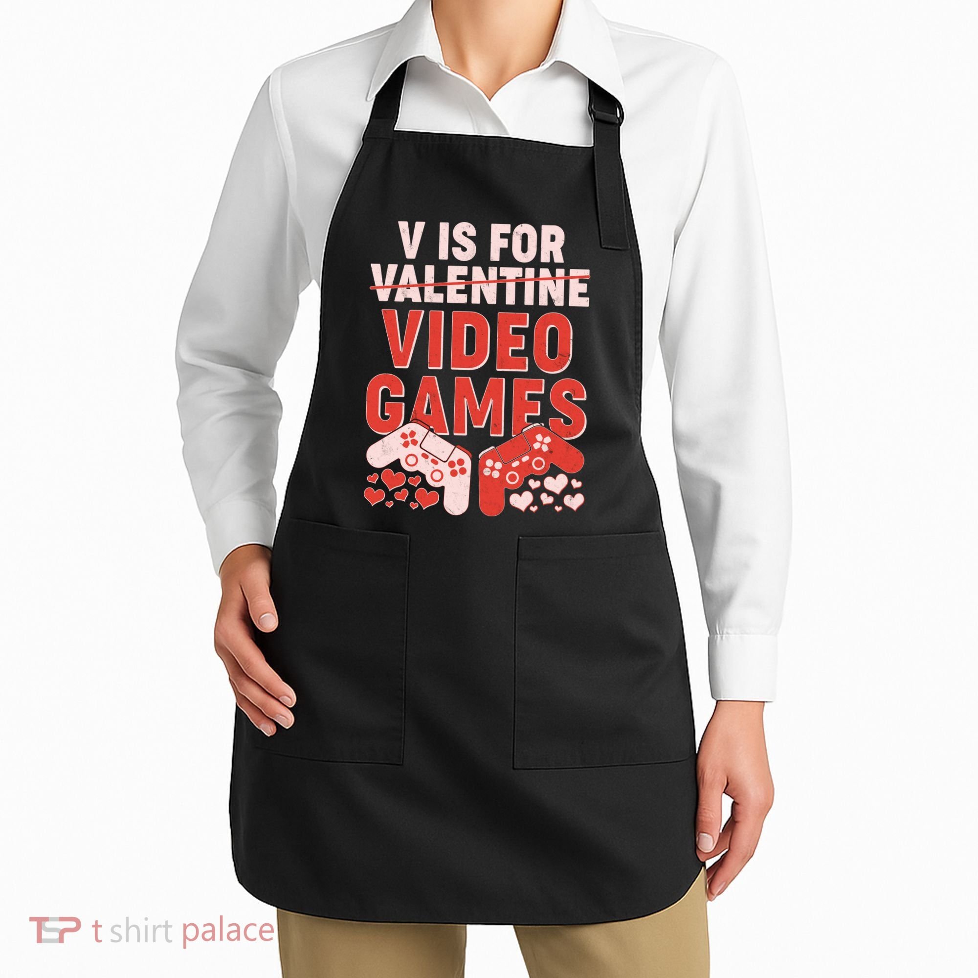 Funny V is For Video Games Gaming Fan Apron