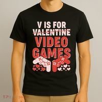 Funny V is For Video Games Gaming Fan T-Shirt thumb 3