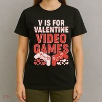 Funny V is For Video Games Gaming Fan T-Shirt thumb 4