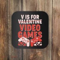 Funny V is For Video Games Gaming Fan Coaster thumb 0