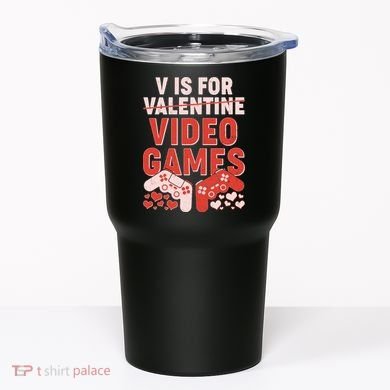 Funny V is For Video Games Gaming Fan Tumbler