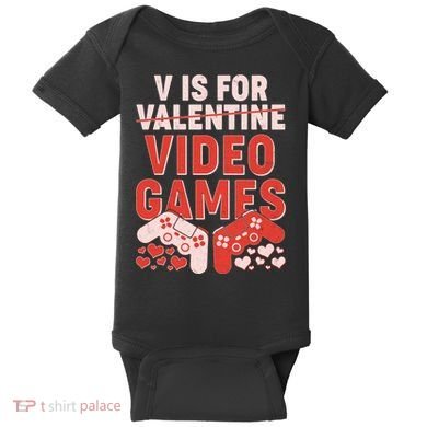 Funny V is For Video Games Gaming Fan Baby Bodysuit