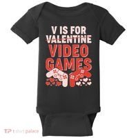 Funny V is For Video Games Gaming Fan Baby Bodysuit thumb 0
