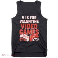 Funny V is For Video Games Gaming Fan Tank Top thumb 0