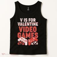 Funny V is For Video Games Gaming Fan Tank Top thumb 2