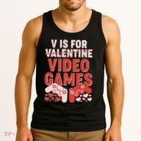 Funny V is For Video Games Gaming Fan Tank Top thumb 3