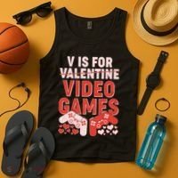 Funny V is For Video Games Gaming Fan Tank Top thumb 4