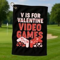 Funny V is For Video Games Gaming Fan Golf Towel thumb 1