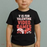Funny V is For Video Games Gaming Fan Toddler T-Shirt thumb 2