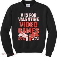 Funny V is For Video Games Gaming Fan Kids Sweatshirt thumb 0