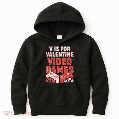 Funny V is For Video Games Gaming Fan Kids Hoodie