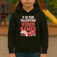 Funny V is For Video Games Gaming Fan Kids Hoodie thumb 3