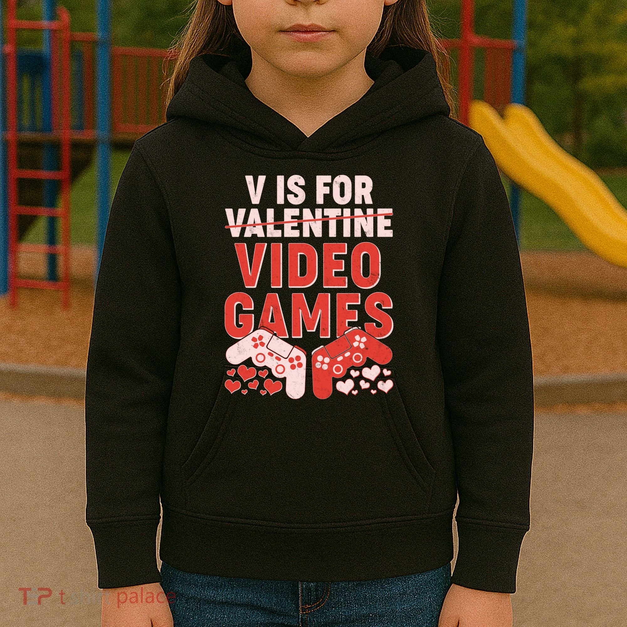 Funny V is For Video Games Gaming Fan Kids Hoodie