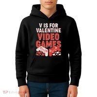 Funny V is For Video Games Gaming Fan Kids Hoodie thumb 4