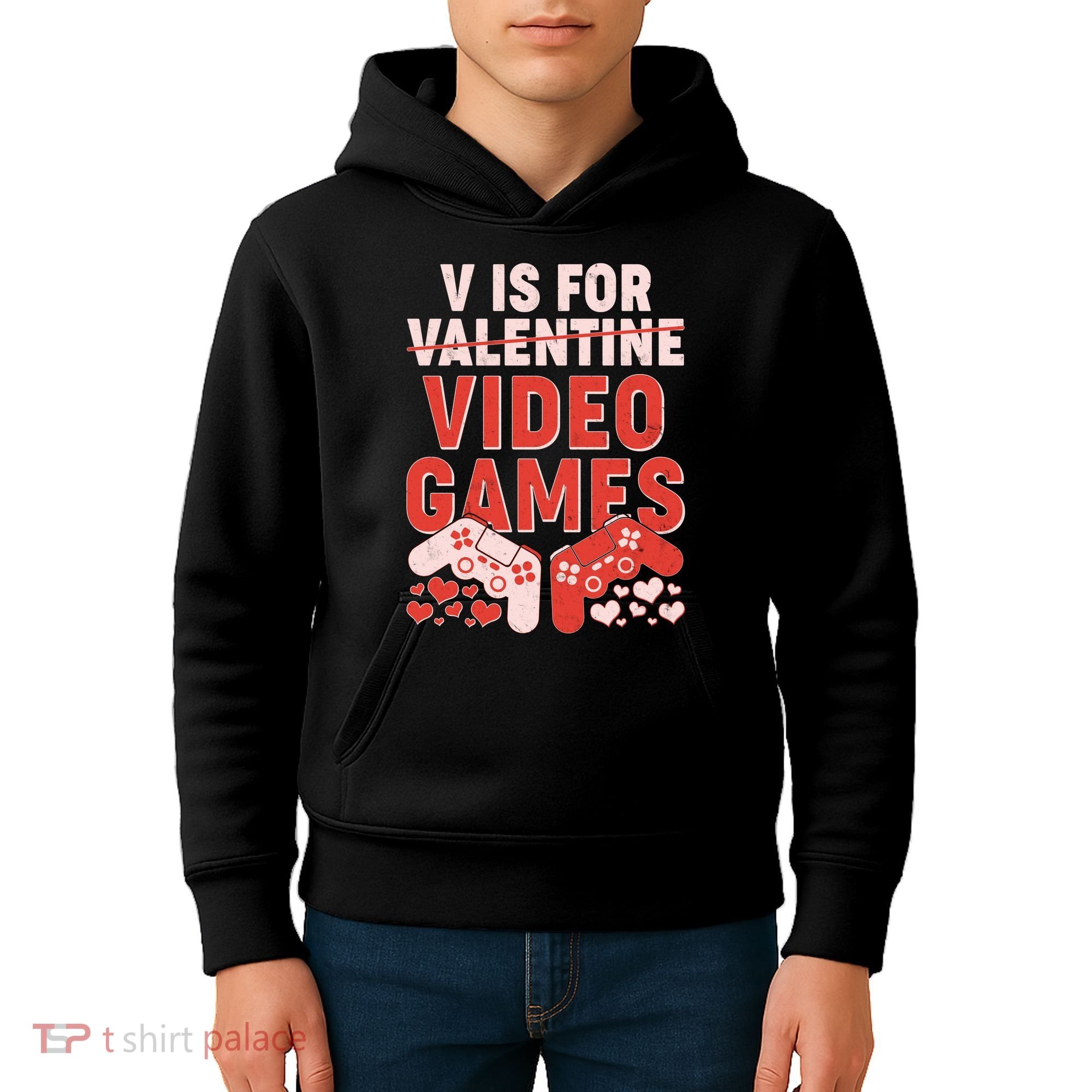 Funny V is For Video Games Gaming Fan Kids Hoodie