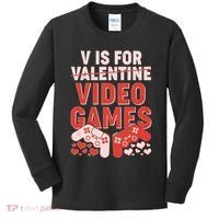 Funny V is For Video Games Gaming Fan Kids Long Sleeve Shirt thumb 0